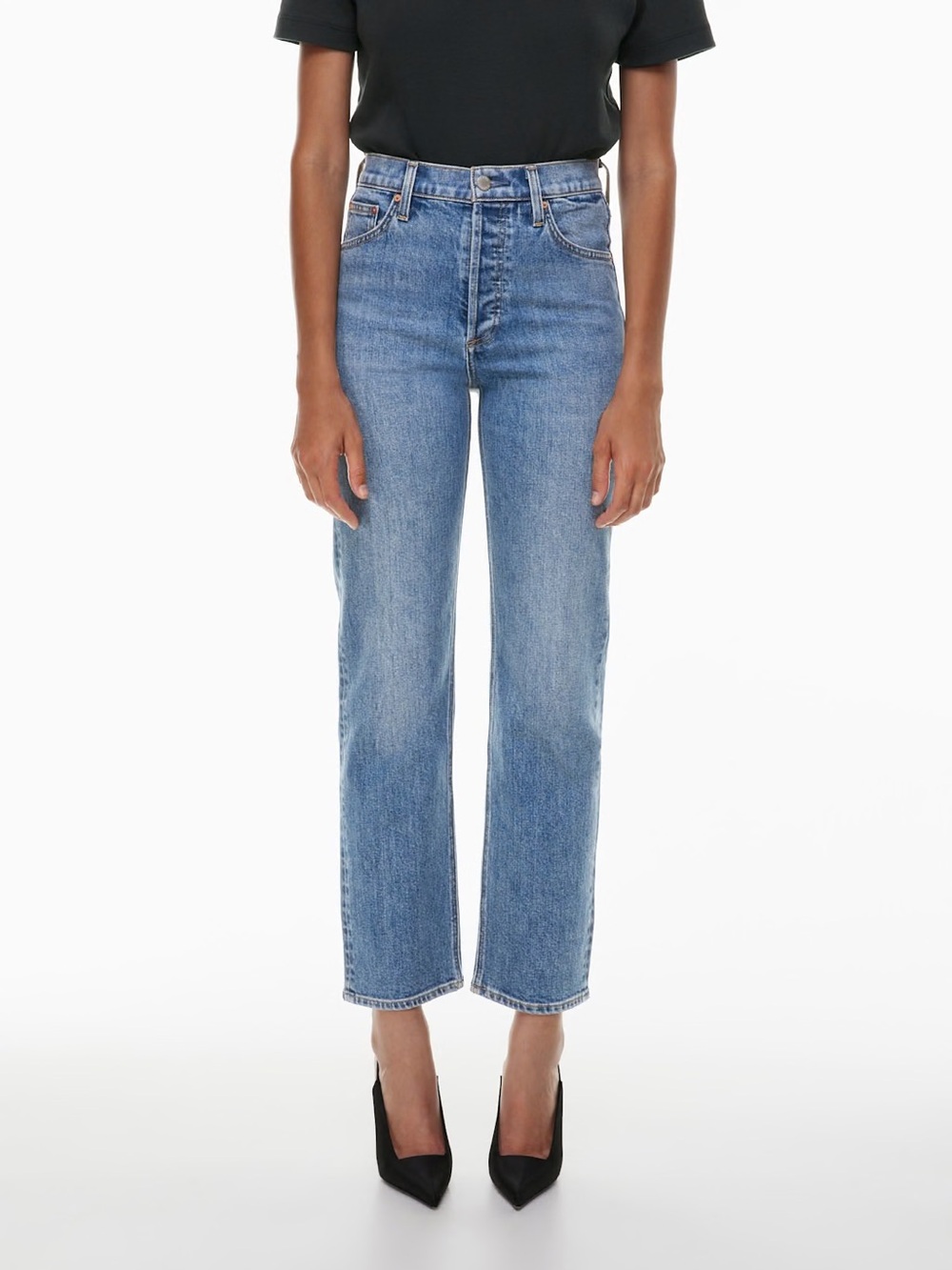 Denim Forum The Arlo Hi-Rise Straight Jean Smls Like Bleu Spirit
